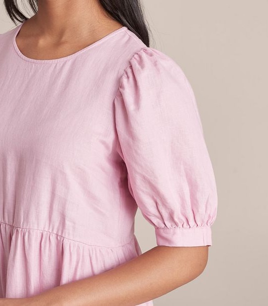 European Linen Tiered Midi Dress