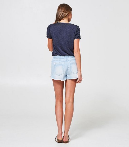 Piping Hot Denim Volley Shorts - Bleached Blue