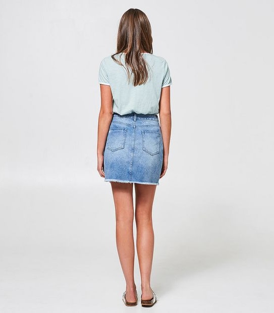 Piping Hot Deconstructed Denim Mini Skirt - Blue