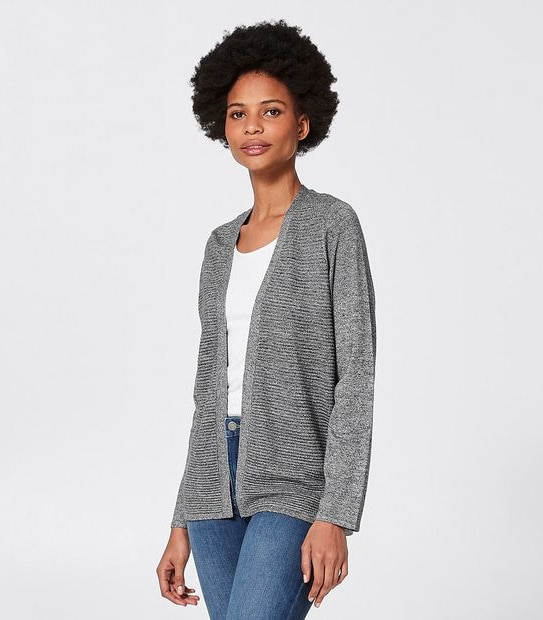 Short Edge-To-Edge Cardigan - Black/White Marle