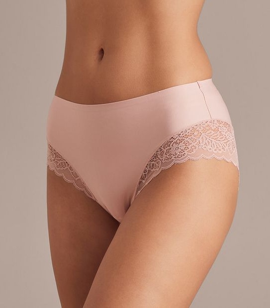 Bella Bonded Microfibre and Lace Midi Briefs; Style: LMD98989