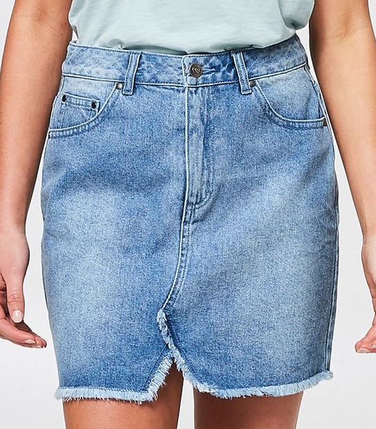 Piping Hot Deconstructed Denim Mini Skirt - Blue
