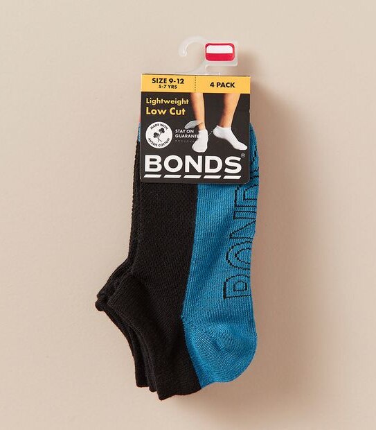 Bonds 4 Pack Lightweight Low Cut Socks
