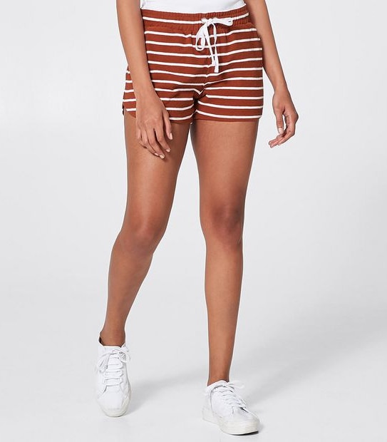 Cotton Knit Shorts - Brown/White Stripe
