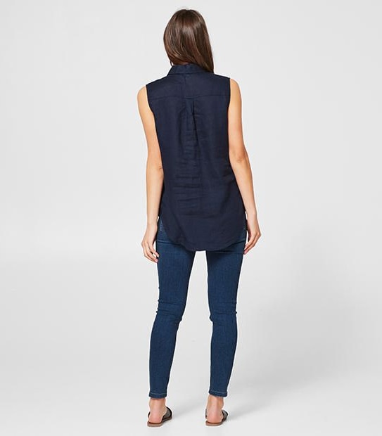 Sleeveless Linen Shirt