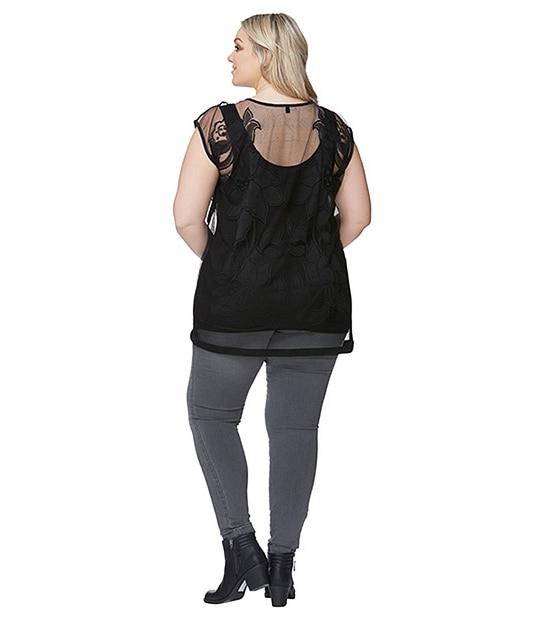 Belle Curve Batwing Mesh Top