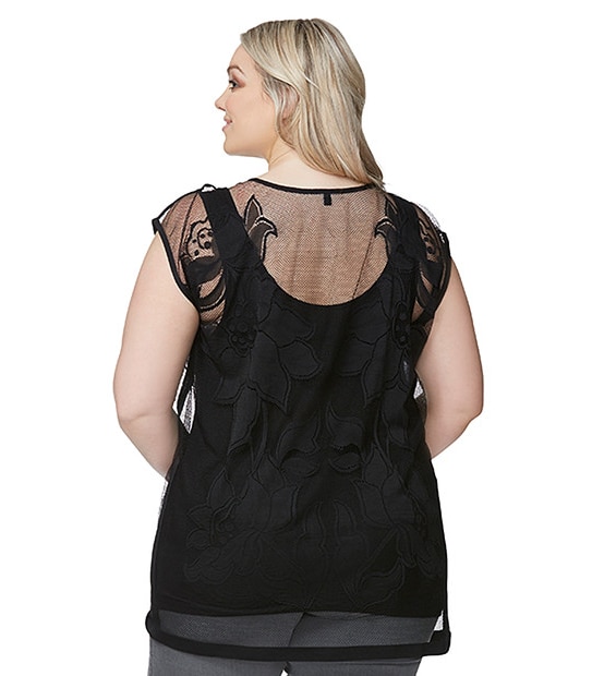 Belle Curve Batwing Mesh Top