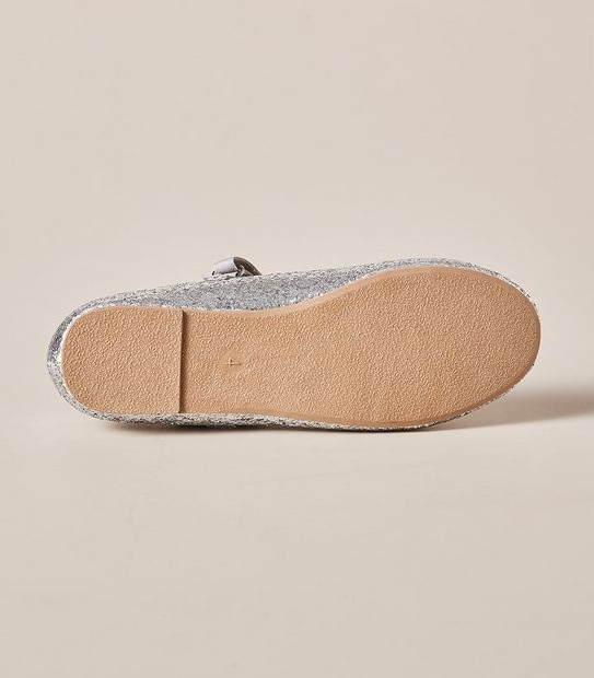 Kids Senior Glitter Strap Ballet Flats