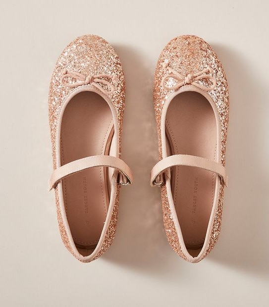 Kids Senior Glitter Strap Ballet Flats 3 of 3