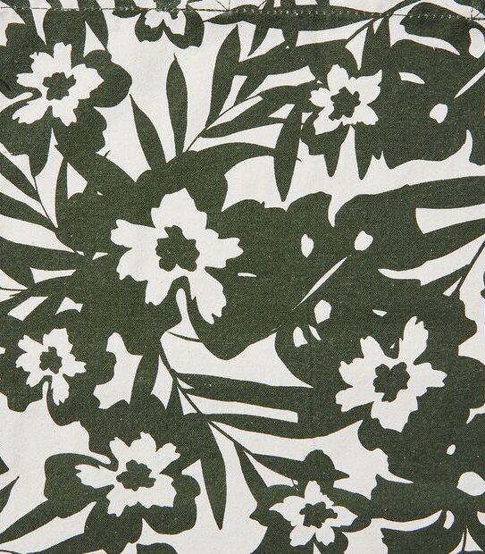 Canvas Shopper - Khaki Green Floral