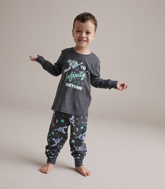 Kids Unisex Family Matching Disney Glow-In-The-Dark Buzz Lightyear Cotton Pyjama Set