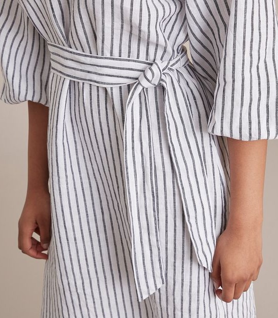European Linen Puff Sleeve Popover Dress