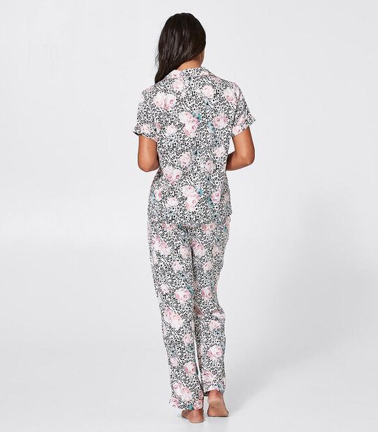 Lily Loves Satin Pyjama Set - Leopard and Rose