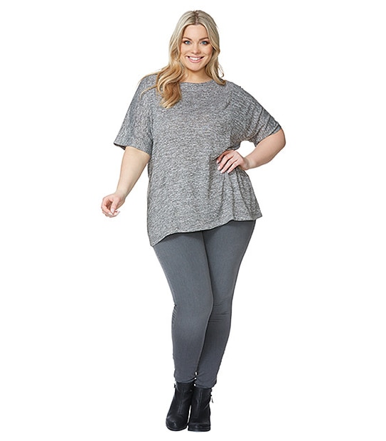 Belle Curve Textured T-Shirt - Grey Marle 2 of 5