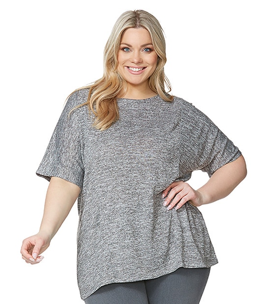 Belle Curve Textured T-Shirt - Grey Marle 3 of 5