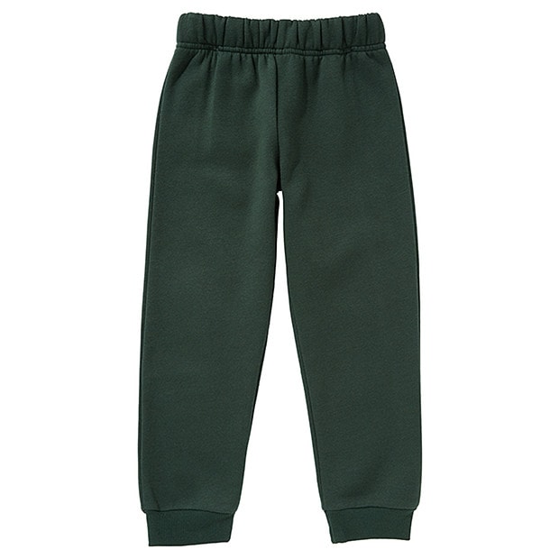 green track pants with red stripe