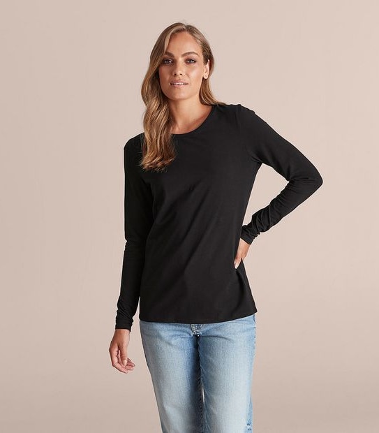 Organic Cotton Long Sleeve Crew Neck T-Shirt