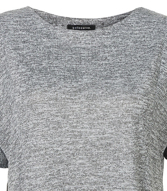 Belle Curve Textured T-Shirt - Grey Marle