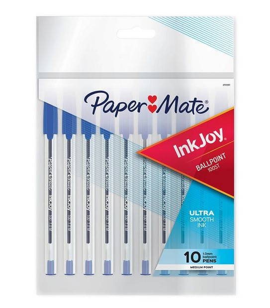 Paper Mate InkJoy 10 Pack 100ST Capped Blue Ballpoint Pens
