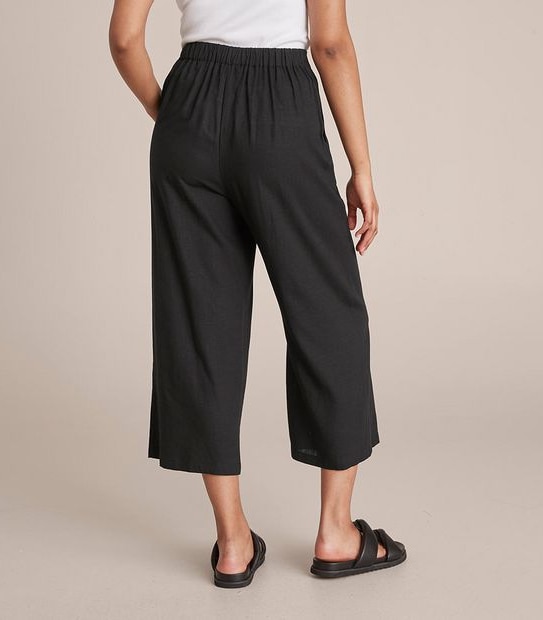 Linen Blend Wide Leg Culotte Pants