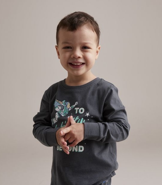 Kids Unisex Family Matching Disney Glow-In-The-Dark Buzz Lightyear Cotton Pyjama Set