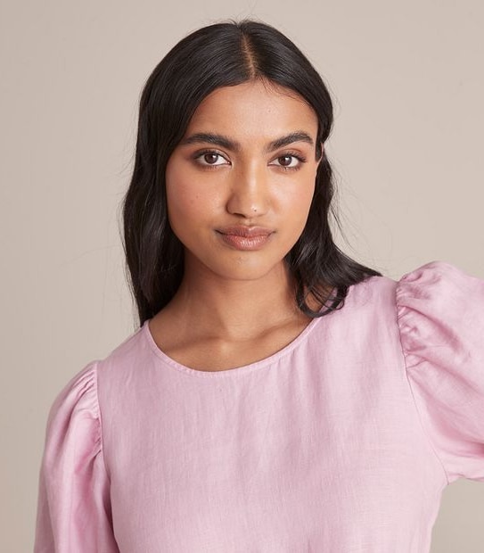 European Linen Tiered Midi Dress
