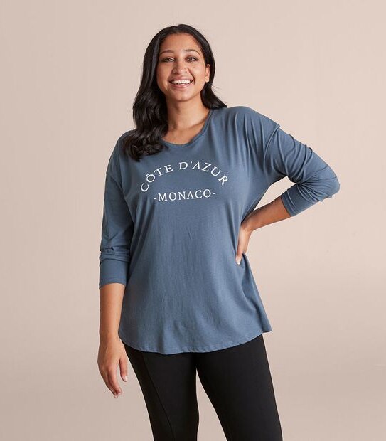 Curve Long Sleeve Scoop Neck T-Shirt