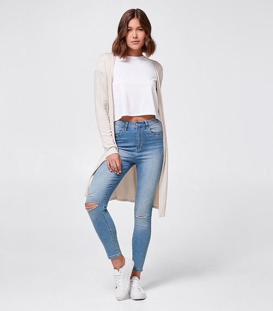 Lily Loves Cut and Sew Longline Cardigan - Oatmeal Brown