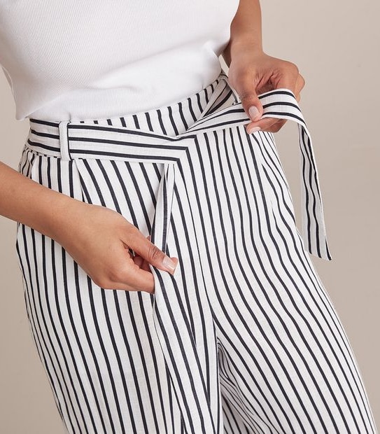 Linen Blend Wide Leg Culotte Pants