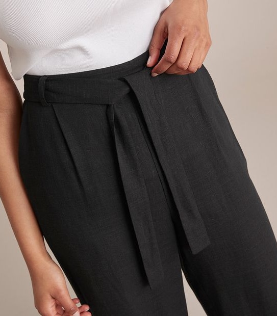 Linen Blend Wide Leg Culotte Pants