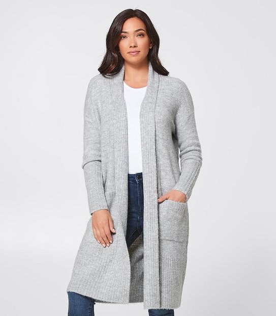 Maxi Edge To Edge Cardigan - Light Grey Marle