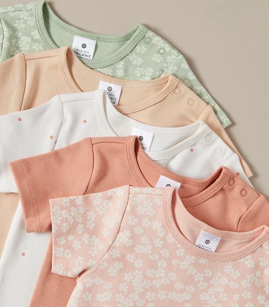 5 Pack Baby Organic Cotton Bodysuits
