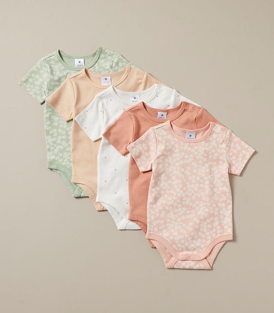 5 Pack Baby Organic Cotton Bodysuits