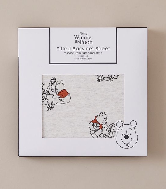 Disney Winnie The Pooh Bamboo Fitted Bassinet Sheet