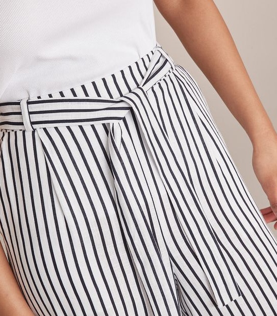 Linen Blend Wide Leg Culotte Pants
