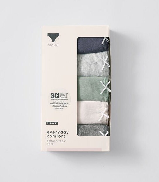 5 Pack Cotton/Elastane High Cut Briefs