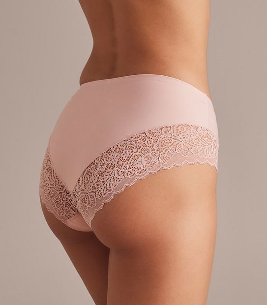 Bella Bonded Microfibre and Lace Midi Briefs; Style: LMD98989
