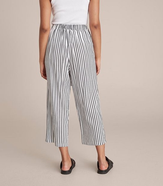 Linen Blend Wide Leg Culotte Pants