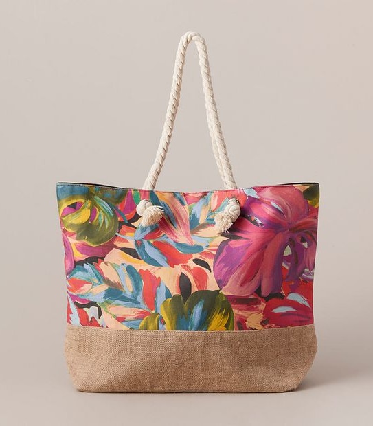 Beach Tote Bag - Painterly Tropical