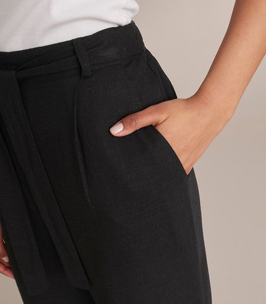 Linen Blend Wide Leg Culotte Pants