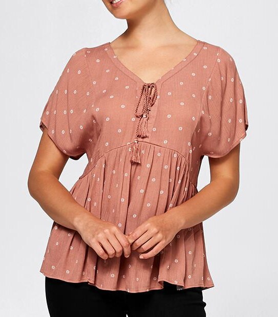 Tia Tie-Neck Peasant Top