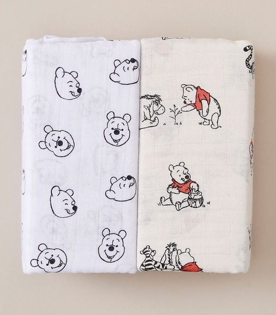 Disney Winnie The Pooh Bamboo 2 Pack Muslin Wraps