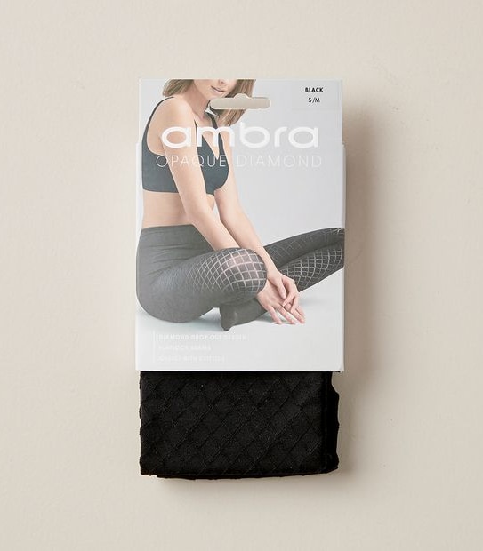 Ambra 1 Pack Diamond Net Tights - Black