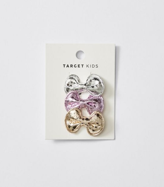 Kids Metallic Bow Clips 3 Pack 