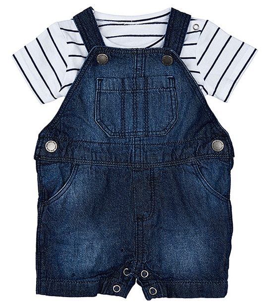 Boys' 2 Piece Denim Shortall And T-Shirt Set