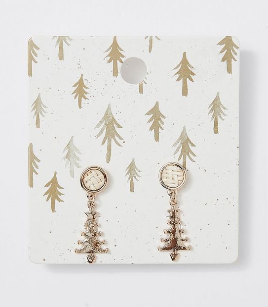 Metal Tree Studs Earrings - Gold 