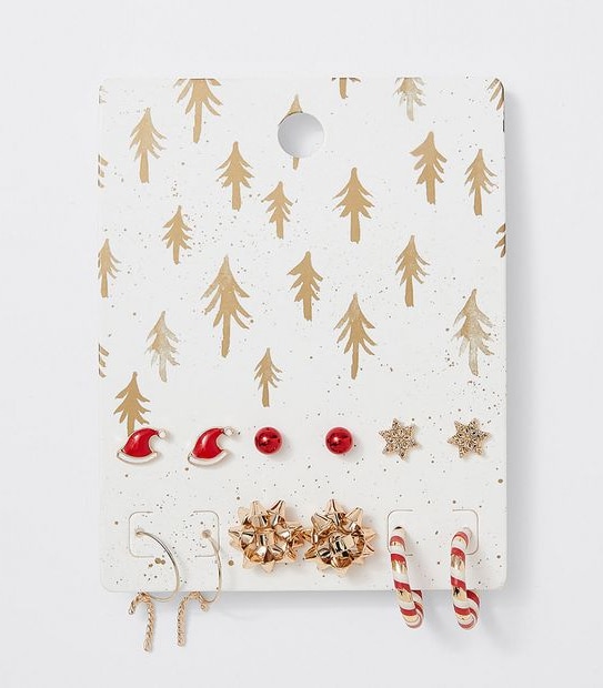 6 Pack Merry Xmas Earrings - Gold 