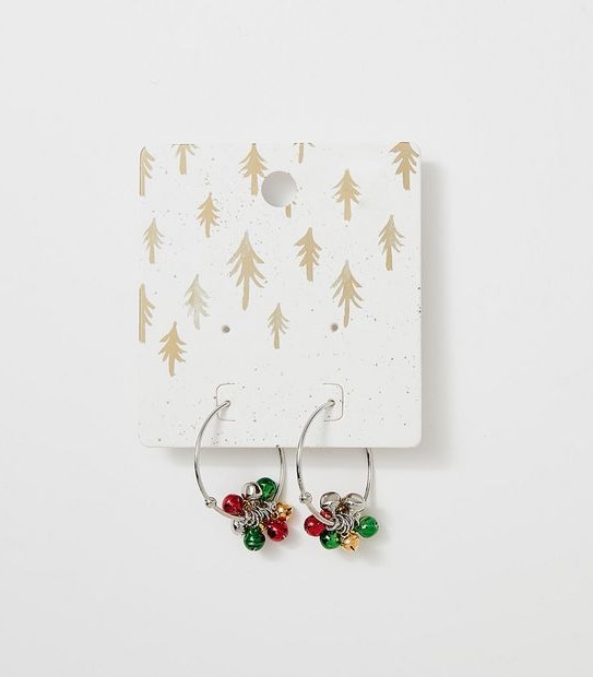 Jingle Bell Hoop Earrings - Silver 