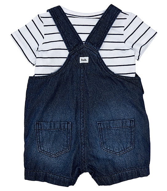 Boys' 2 Piece Denim Shortall And T-Shirt Set