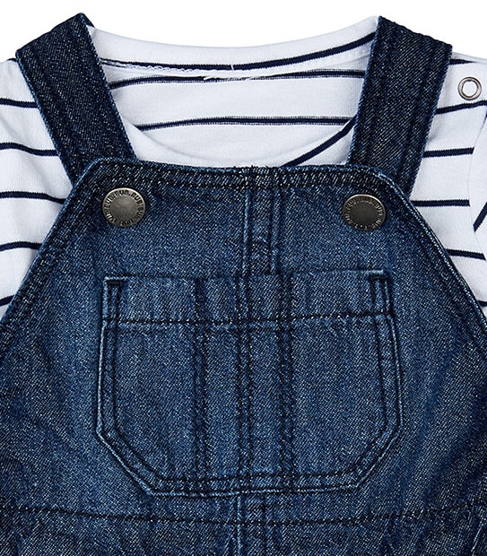 Boys' 2 Piece Denim Shortall And T-Shirt Set